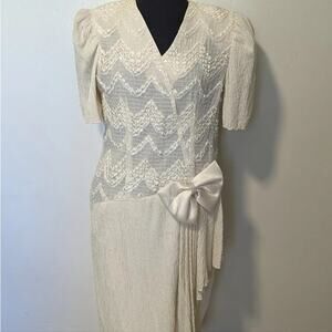 Leslie Fay Vintage Dress W/Balloon Sleeves Size M